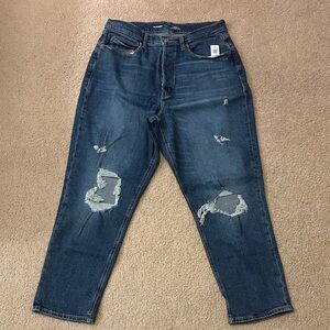 Old Navy Curvy Extra High-Rise Sky-Hi Straight Jeans Dark Ripped